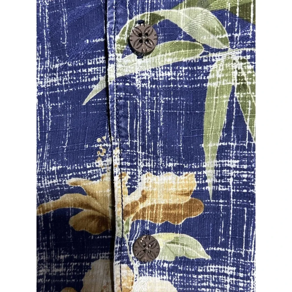 Tommy Bahama Blue Silk Hawaiian Floral Shirt Short Sleeve Button Up Beach Sz L - Picture 4 of 8